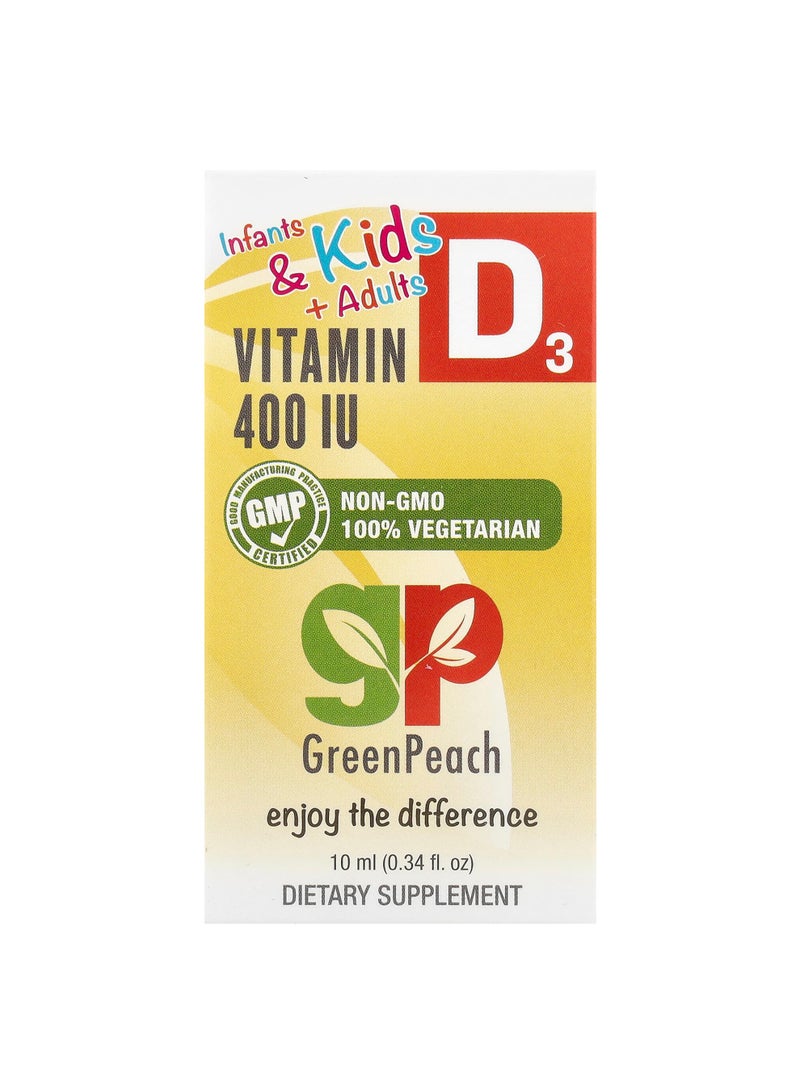 Infants & Kids + Adults, Vitamin D3, 400 IU, 0.34 fl oz (10 ml)